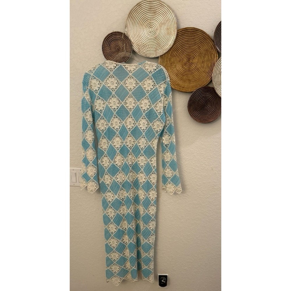 Zara blue and white crochet midi dress XL - Picture 4 of 4